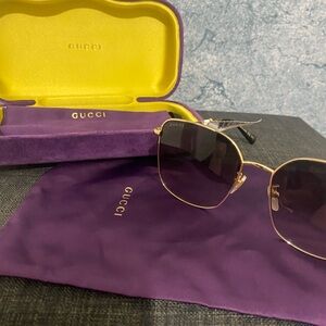 Gucci Gold Frame Sunglasses with Purple Case